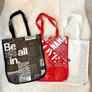 Set of 3 Lululemon Large Reusable Tote Bags